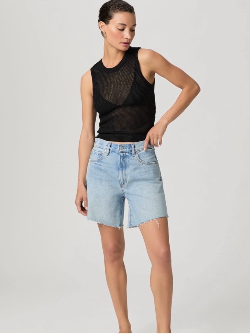 NWT PAIGE Archie Long Denim Shorts Grand Tour Size 29 $179